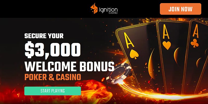 Ignition Casino $3,000 poker and casino welcome bonus banner