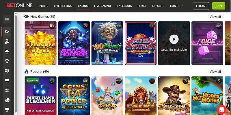 BetOnline online casino for Florida players