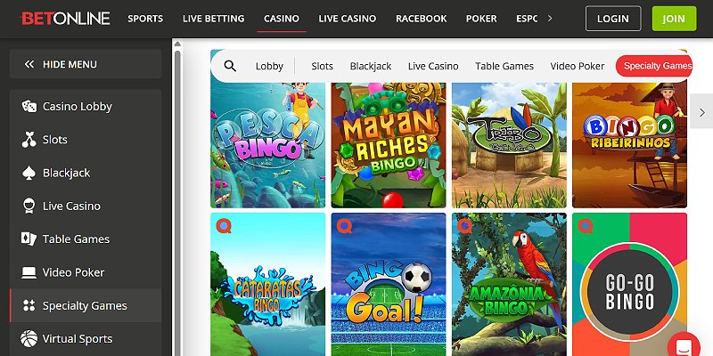 BetOnline online casino games