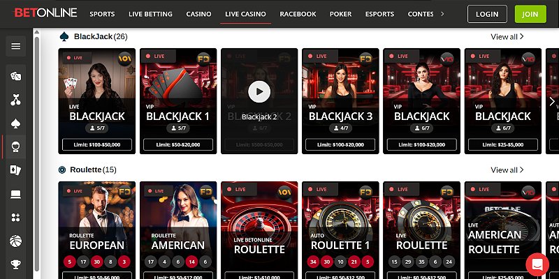 BetOnline online casino games