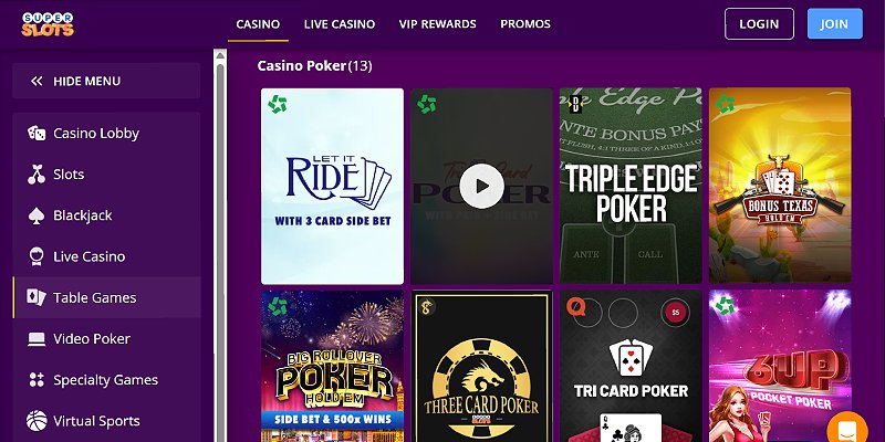 Super Slots online casino games
