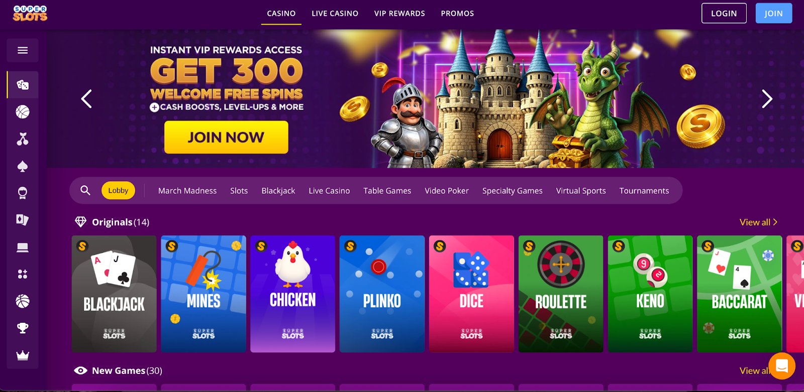 Super Slots online casino games