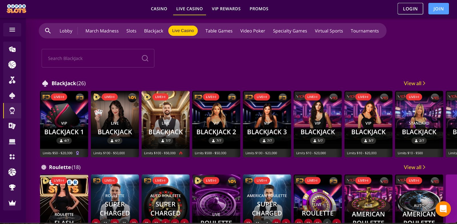 Super Slots online casino games