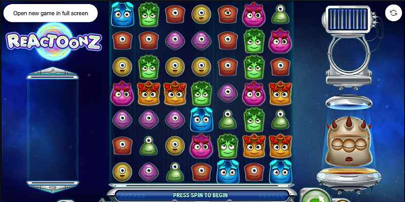 Reactoonz slot grid and cluster example